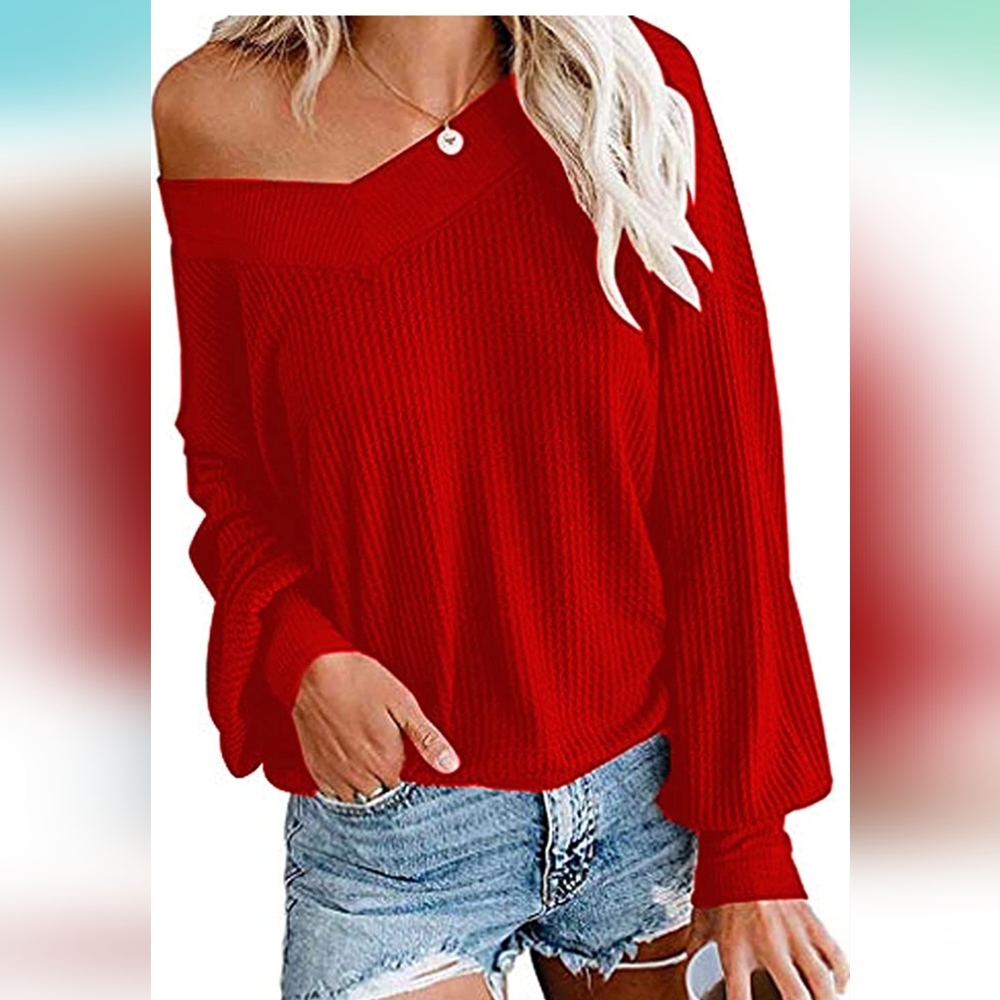 Long Sleeve Oversized Waffle Knit Top